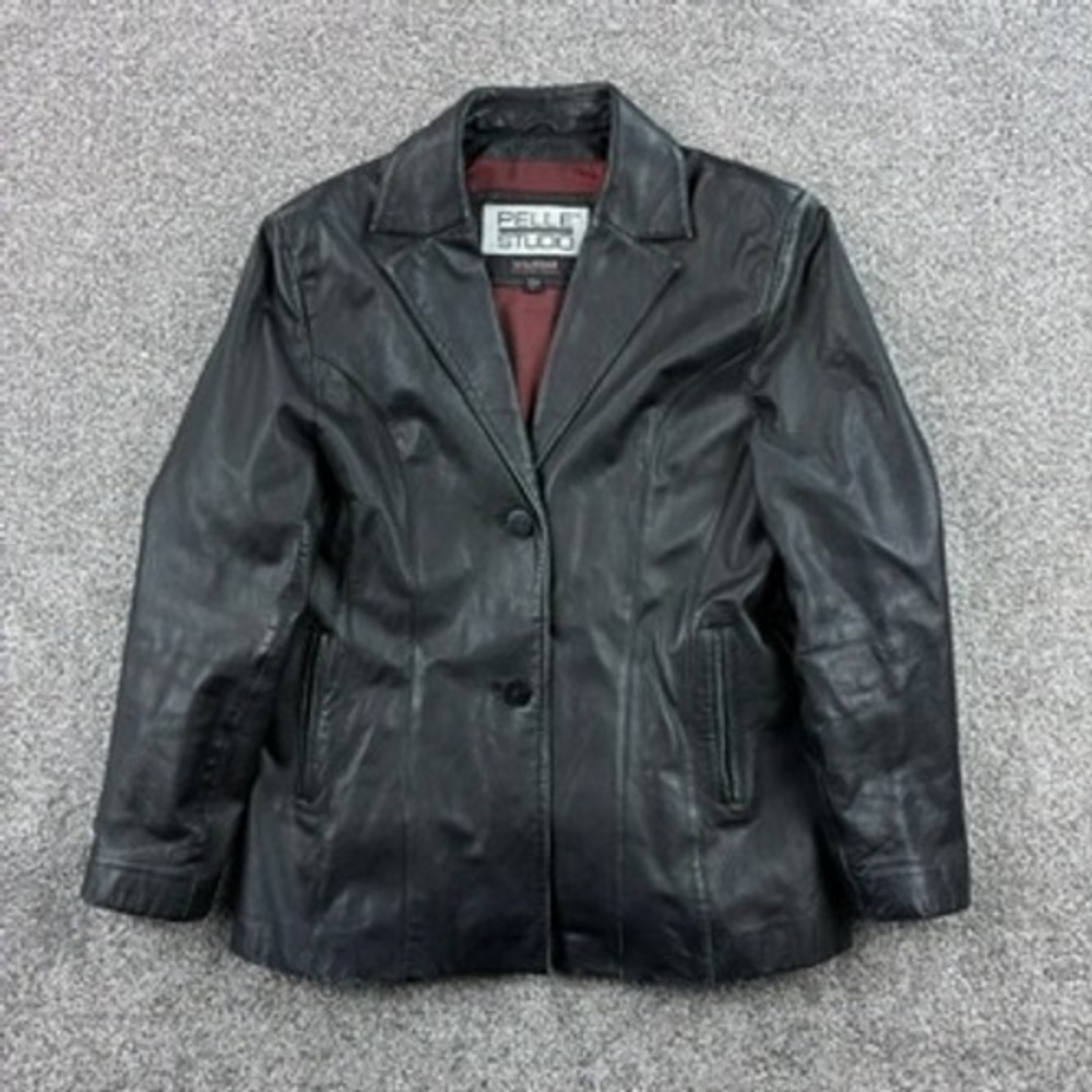 Vintage Wilson's Leather Jacket Women's L Black Soft Coat Blazer Pelle Studio